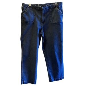 Liz Claiborne Stretch Denim Blue Crop Pants‎ High Rise Casual Women's